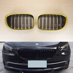 M Type Golden Metallic Shiny Black Front Grille For BMW 09-15 F01 F02 7-Series - Picture 1 of 7