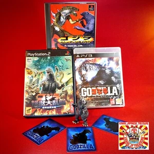 Lot 3 Set Godzilla PS1 PS2 PS3 w/Figure Card Trading Battle Save the Earth Japan - Picture 1 of 14