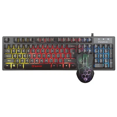Marvo Scorpion Gaming Keyboard Mouse 2400dpi Set 7 Colour LED USB PC Laptop - Image 1 of 4
