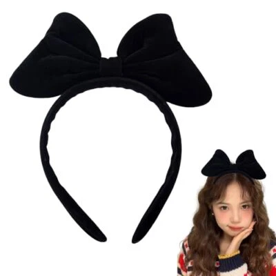 Black Velvet Bow Headband Christmas Big Bow Headbands for Women Girls Bowknot  - Image 1 of 4