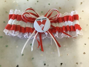 Sydney Swans AFL licenced tag on AU Made brides Wedding Garter, Plus Sizes - Picture 1 of 12