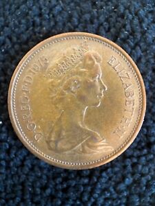 UK British 2 New Pence 1975 Elizabeth II Foreign Coin, RARE COIN