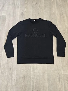 Moncler Black Crewneck Sweatshirt Embroidered Logo | Men’s UK Large - Picture 1 of 18