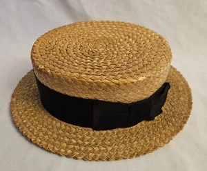VINTAGE STETSON STRAW BOAT HAT 6 3/4 - Picture 1 of 7