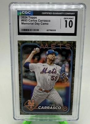 Camuflaje Topps Carlos Carrasco Memorial Day #693 2024. 22/25. Calificación CGC 10 Foto 1 de 2