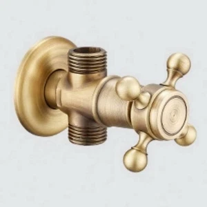Antique Brass 1 in 2 out Way Angle Valve 1/2" Angle Valve For Faucet Toilet - Picture 1 of 7