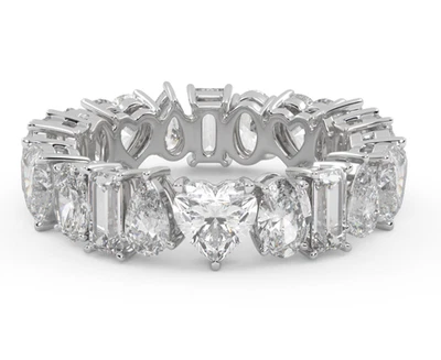 5 克拉多切实验室种植/CVD 钻石完整永恒结婚戒指 14Kt 白金 — 第 1/4 张图片