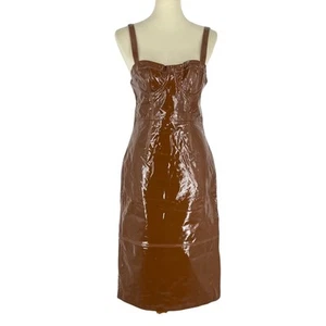 Vestido midi LPA x Revolve Ofelia 100 % cuero marrón para mujer talla XS NUEVO CON ETIQUETAS - Imagen 1 de 12