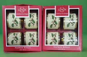 Eight (8) Lenox Holiday Nouveau Napkin Rings 2 Sets of Four  Christmas Decor - Picture 1 of 2