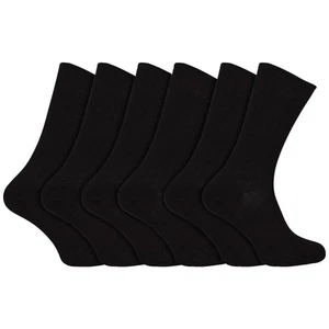12 Pair Mens 100% Egyptian Cotton Luxury Seamless Mid Calf Black Socks - Picture 1 of 6