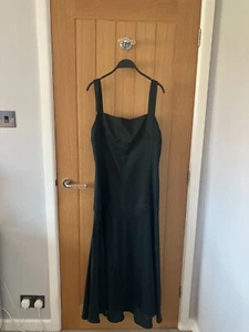 BNWT ZARA Bottle Green Long Satin Dress Size L - Picture 1 of 9