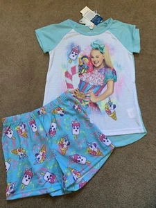 JoJo Siwa Girls' Blue Short Sleeve Shirt and Shorts Pajama Set - 6/6X - Picture 1 of 6