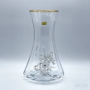 Vintage M. a. N.Crystal Vase Made of Glass with Golden Rim IN Italy 28cm Height - Picture 1 of 12