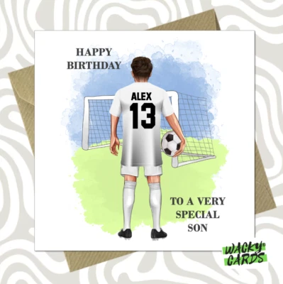 WACKY CARDS Personalised LEEDS Boy Football Birthday Card Son Grandson Brother Uncle ALK