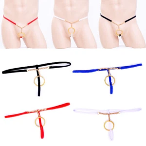 Men G-string O-Ring Briefs Open Pouch T-back Thongs Lingerie Underwear Sexy - Picture 1 of 28