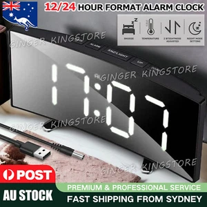 Electronic LED Digital Alarm Clock Snooze Bedside Table Time Temperature Display - Picture 1 of 10