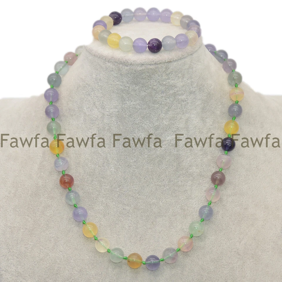 Brazalete Collar Natural 9/10/11mm Amarillo Multicolor Fluorita Gemas Redondas Cuentas Foto 1 de 4