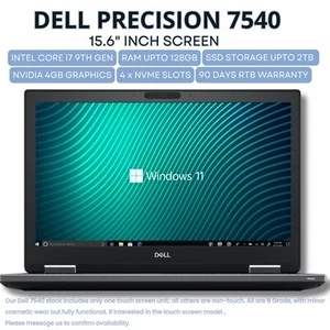 DELL PRECISION 7540 Core i7 9th Gen 128GB RAM 2TBSSD 4GB Graphics Card Laptop - Picture 1 of 8