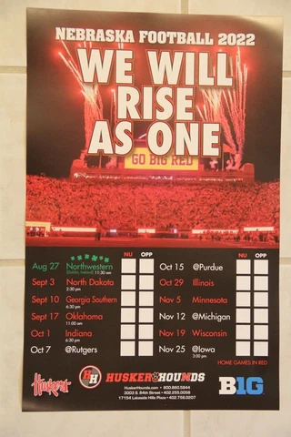 2022 NEBRASKA CORNHUSKERS HUSKER FOOTBALL SCHEDULE POSTER NEW 11 X 17 Cover