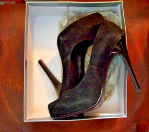 Jessica Simpson Black Patent Kid Suede Size 9M~ F. Me Pumps Sexy Shoes W/ Box - Picture 1 of 3