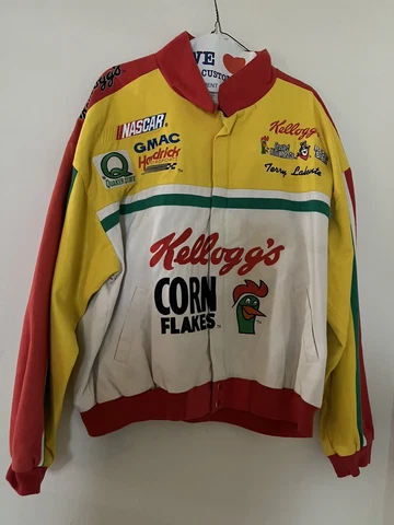 VINTAGE 1990s TERRY LABONTE JEFF HAMILTON KELLOGG NASCAR LEATHER MENS XXL JACKET Cover