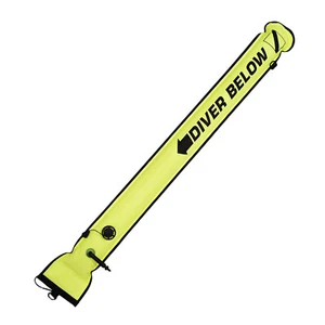 Scuba Diving 4.5ft Over Bottom Surface Marker w/ Open Pressure Valve, Yellow - Picture 1 of 3