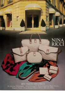 PUBLICITÉ DE PRESSE 1986 BOUTIQUE NINA RICCI SACS - DEVANTURE MAGASIN - Imagen 1 de 1