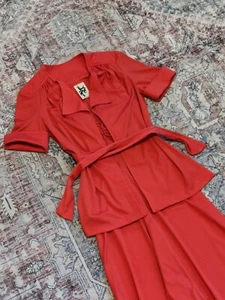 Vintage Jody T Of California Two Piece Dress And Cardigan Monochrome Set Belt - Picture 1 of 21