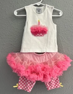 Mud Pie tutù rosa caldo set 2 pezzi candela cupcake in tulle bambina 12-18 mesi - Foto 1 di 12