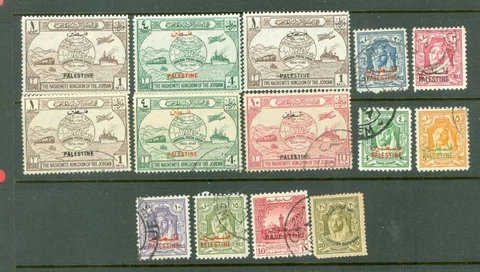 Jordan Overprint Palestine Small Group of 14 used & unused Stamp Lot#a4922 Cover
