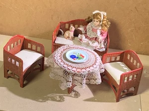 Karl Schreiter Sitzgruppe 1: 5 Puppenstube Puppenhausantik Sofa Sessel Tisch - Bild 1 von 12