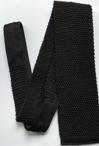 Corbata de seda, negra, extremo plano, tejida texturizada, Lands’ End para hombre - Imagen 1 de 5