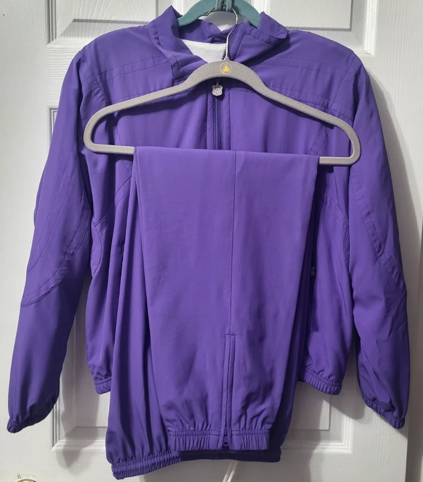 Chaqueta y pantalones vintage Kaelin de 2 piezas forrados en púrpura para esquí jogger con cremallera pequeños grandes Foto 1 de 4