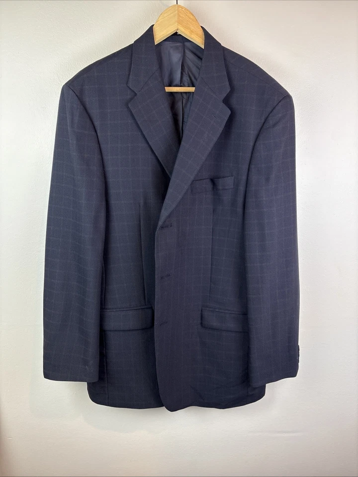 Blazer Brandini Para Hombres 44 Azul Marino Ventana Lana Deportes Abrigo Chaqueta Muesca Foto 1 de 4
