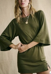Free People Free-est Tee Mini Sz XL Army Green Shirt Dress Soft Stretchy Casual - Picture 1 of 7