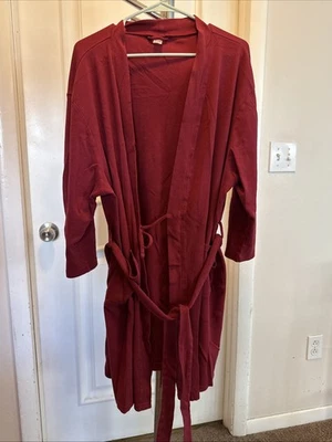 Albornoz para mujer XL color granate algodón mangas 3/4 Foto 1 de 4