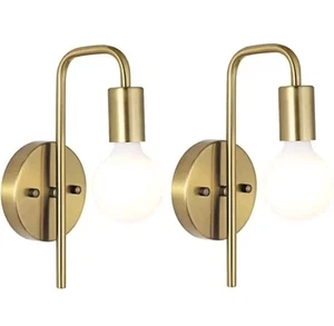 LED Wall Lamp Reading Light Wall Lamp Bedside Wall Sconce Night Light x2 Gold - Picture 1 of 5