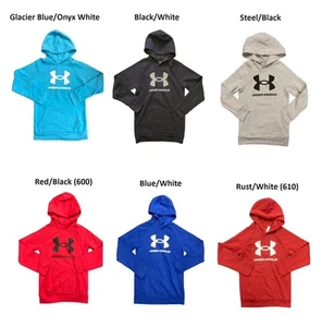 Under Armour Boy's Soft Long Sleeve Rival Fleece Big Logo Hoodie, 1357585 - Picture 1 of 10