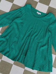 Blusa tunica oversize a quadri verde Sahara taglia 2 UK 12/14 Lagenlook - Foto 1 di 11