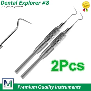 Sonda dental 2 piezas #8 Explorer instrumentos de dentadura de doble extremo grado alemán - Imagen 1 de 3