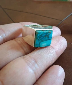 Blue Copper Turquoise Ring 925 Sterling Silver Popular Men's Ring All Size SR393 - Picture 1 of 5