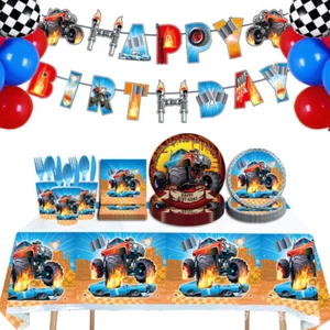 Lo último Nuevo Monster Truck Niños Fiesta de Cumpleaños Vajilla Set Decoración - Imagen 1 de 30