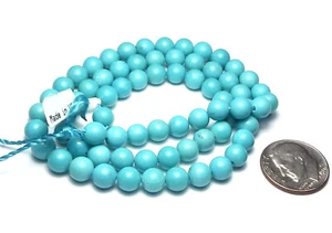 16 Zoll Strang SCHLAFENDE SCHÖNHEIT TÜRKIS 6 mm Runde Perlen AA + -AAA NATÜRLICHE FARBE / R45 - Bild 1 von 2