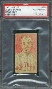 1921 W9316 #10 Jesse Barnes PSA Authentic New York Giants