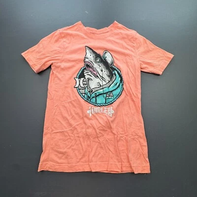 Hurley Shark Graphic T-Shirt Youth Kids XL Coral Orange Surf Skate Streetwear - Image 1 of 4