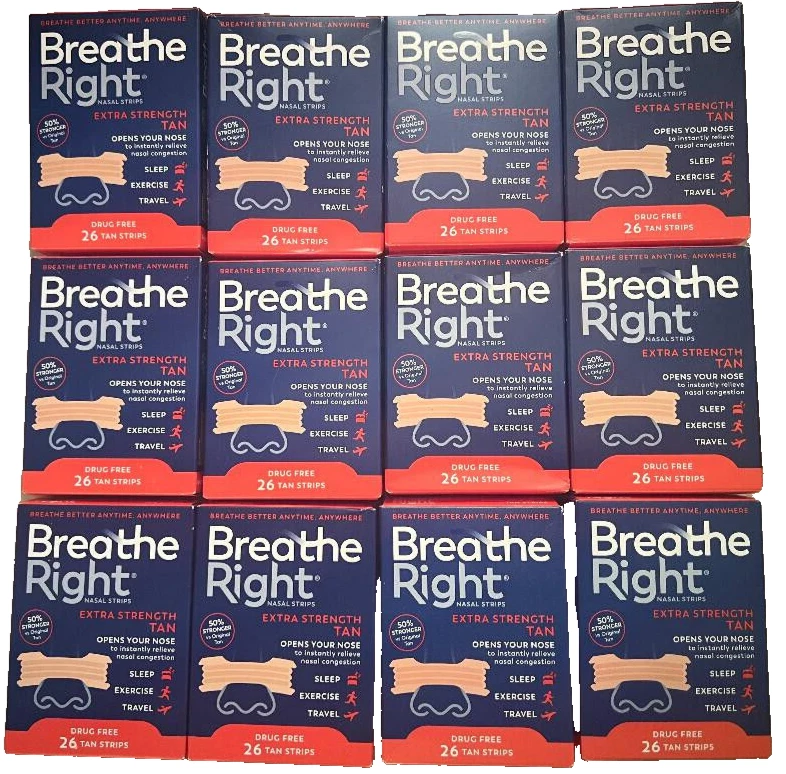 312 BREATHE RIGHT NASAL STRIPS EXTRA STRONG TAN ( 12 X 26 COUNT BOXES ) EXP 2028 - image 1 of 1