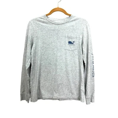 Camiseta Vineyard Vines Niñas Talla L Manga Larga Bolsillo Gris Jaspeado Espalda Gráfico Foto 1 de 4