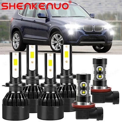 Kit combinado de faros LED altos/bajos + faros antiniebla 6000 k para BMW X3 2004 2005-2014 Foto 1 de 4