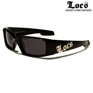 Gafas de sol Locs - Para hombre grandes cuadradas envolventes marco negro brillante acabado UV400 - Imagen 1 de 4