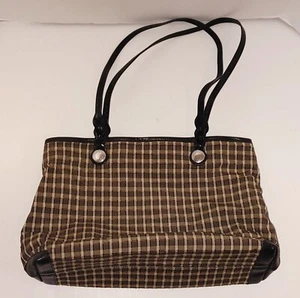 Brighton Schultertasche Handtasche kariert Hobo Bag Ledergriffe Besatz - Bild 1 von 10